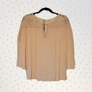 C, Small | Boho Lacy Baggy Pink Top